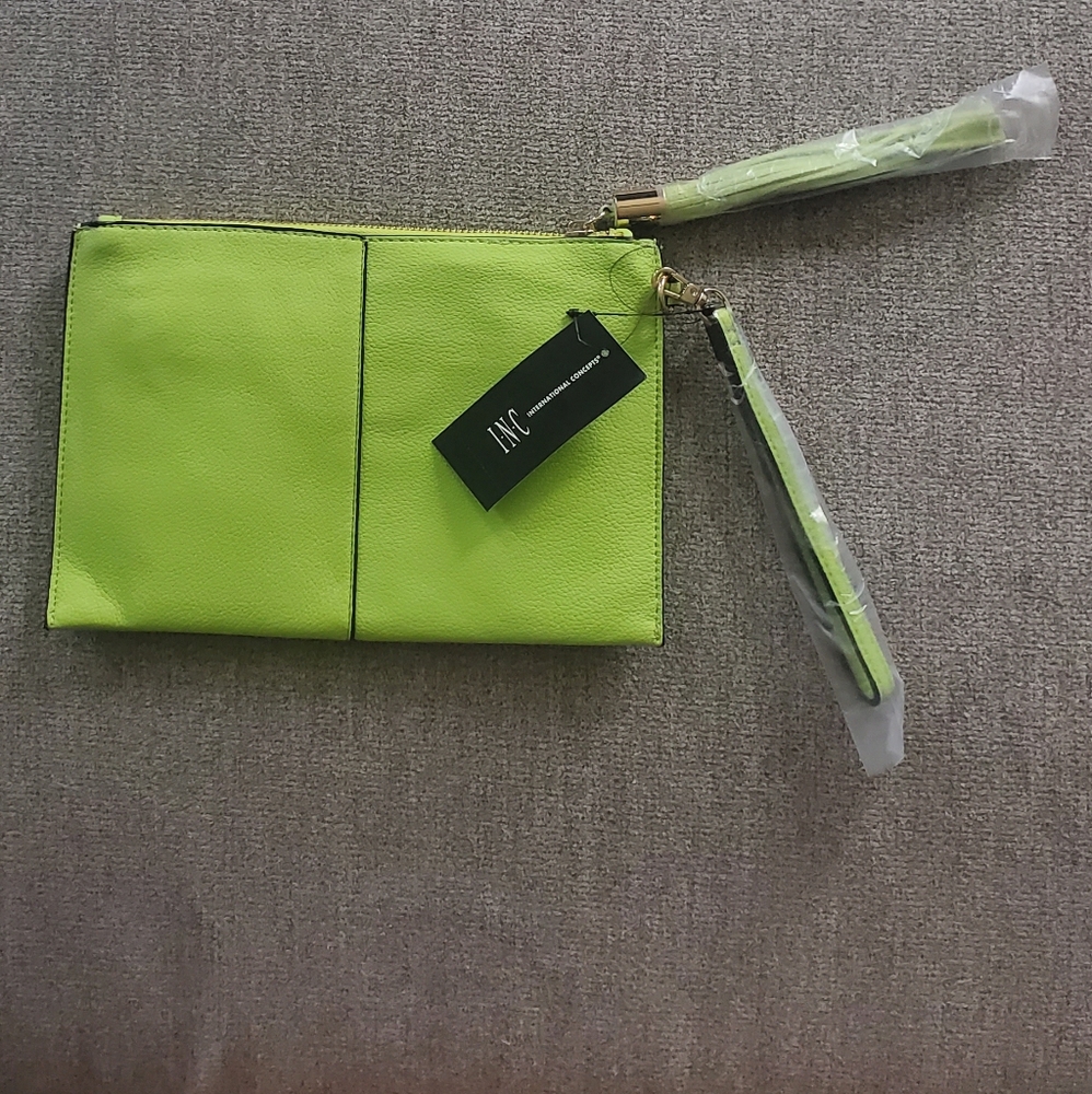 INC Green Oasis Tassel Clutch/Wristlet